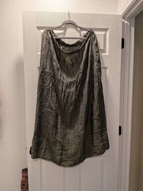 FLAX Linen Long Maxi Skirt Gray Pull On